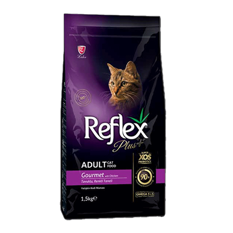 غذای خشک گربه 500 گرمی رفلکس پلاس گورمت مناسب برای گربه های بد غذا Reflex Plus Gourmet